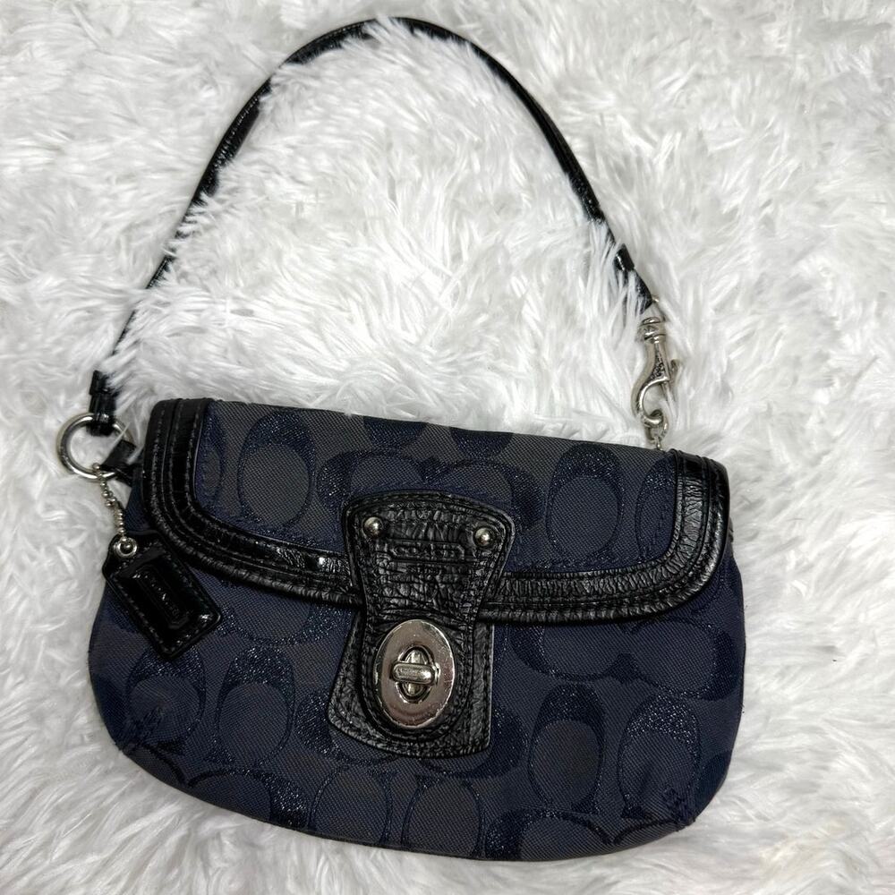 y2k Coach Turnlock Blue Glitter Wristlet